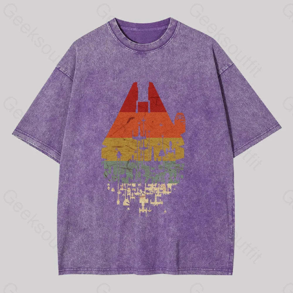 Retro Battleship Washed T-Shirt Purple / S
