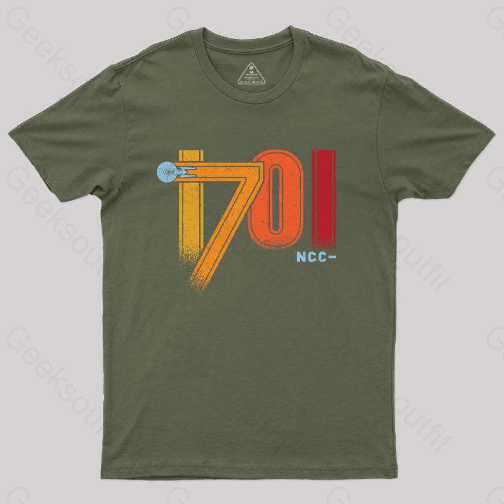 Retro Cosmic Voyage Nerd T-Shirt Army Green / S Yc