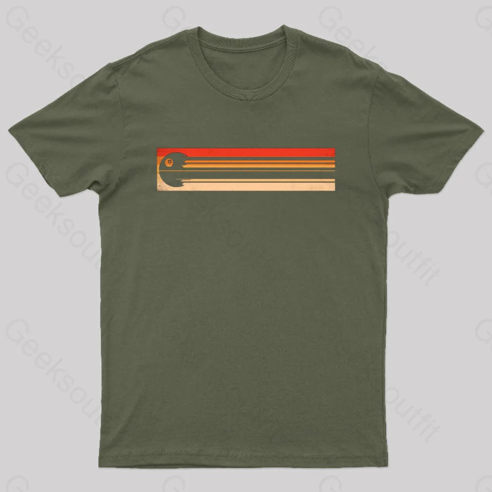 Retro Death Star Nerd T-Shirt Army Green / S
