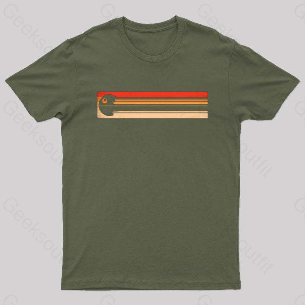 Retro Death Star Nerd T-Shirt Army Green / S