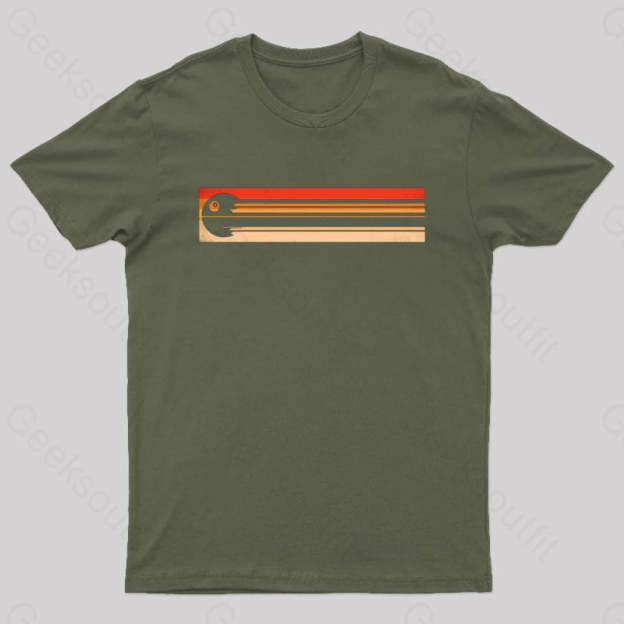 Retro Death Star Nerd T-Shirt Army Green / S