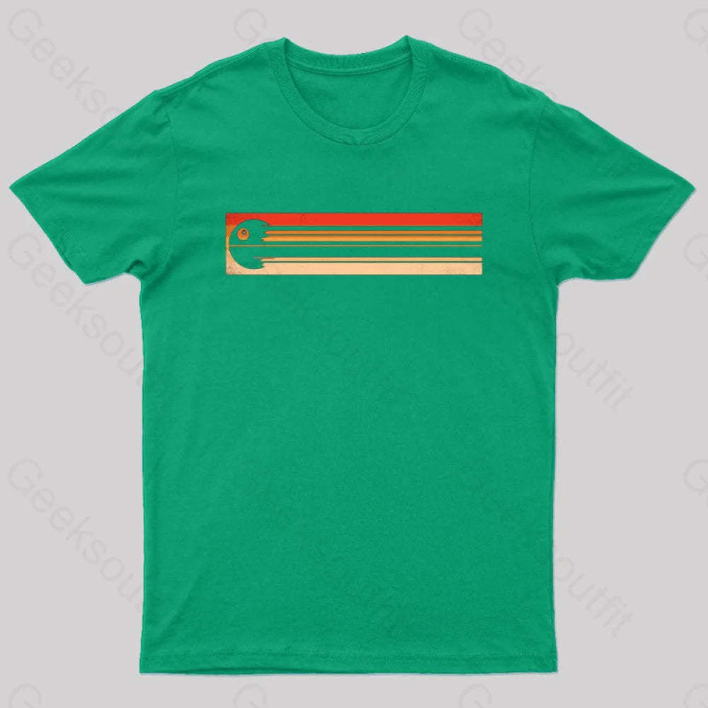 Retro Death Star Nerd T-Shirt Green / S