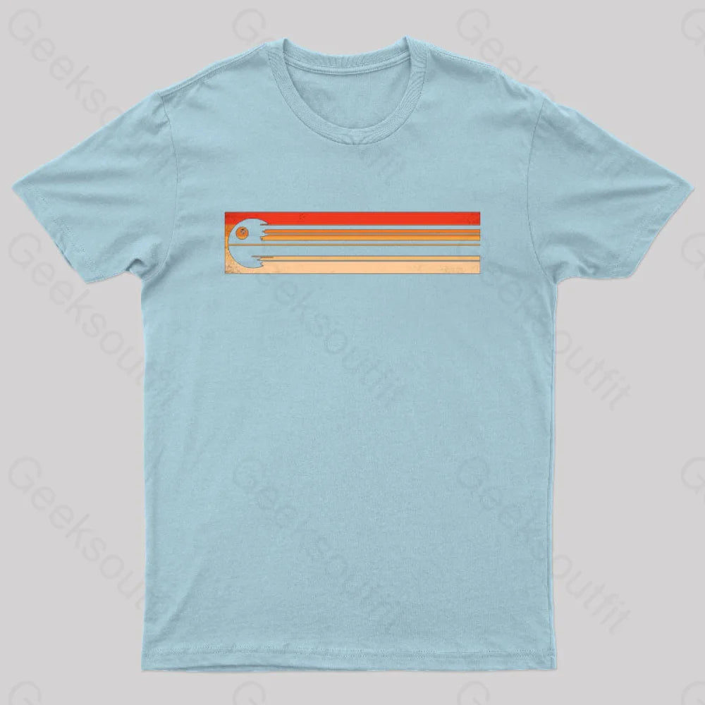 Retro Death Star Nerd T-Shirt Light Blue / S