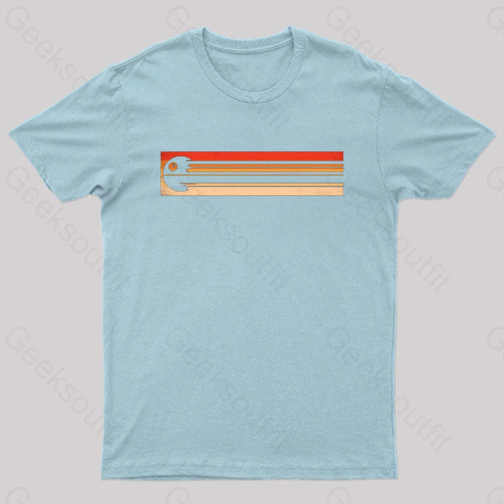 Retro Death Star Nerd T-Shirt Light Blue / S