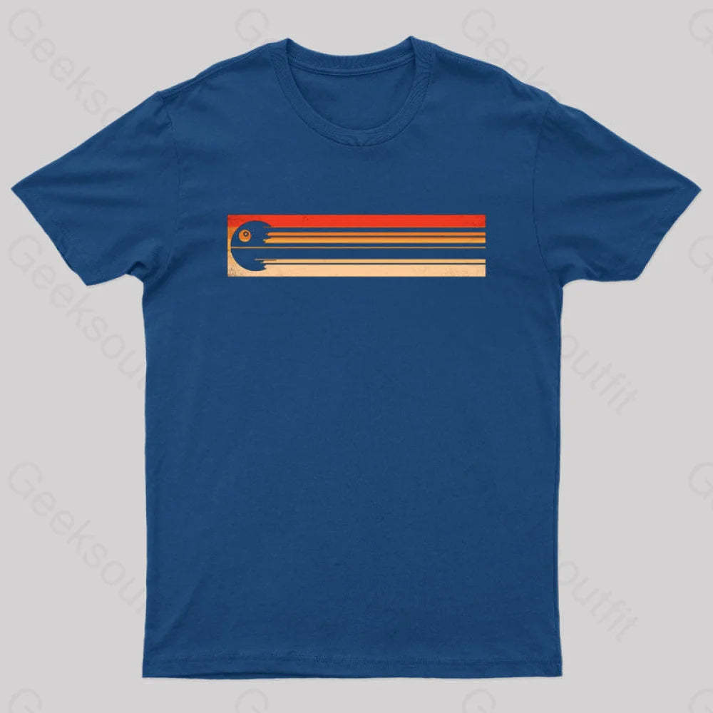 Retro Death Star Nerd T-Shirt Navy / S