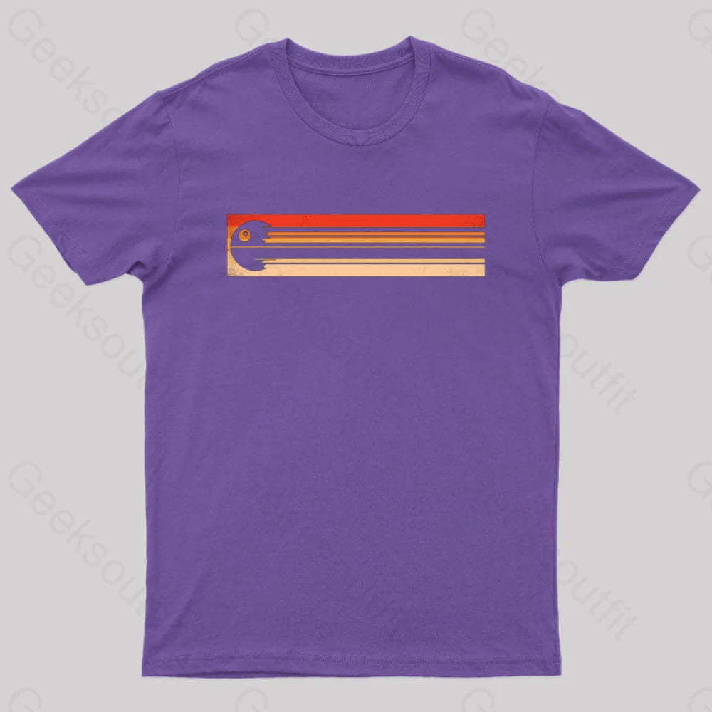 Retro Death Star Nerd T-Shirt Purple / S