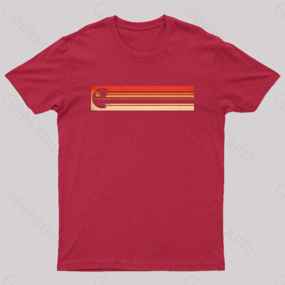 Retro Death Star Nerd T-Shirt Red / S