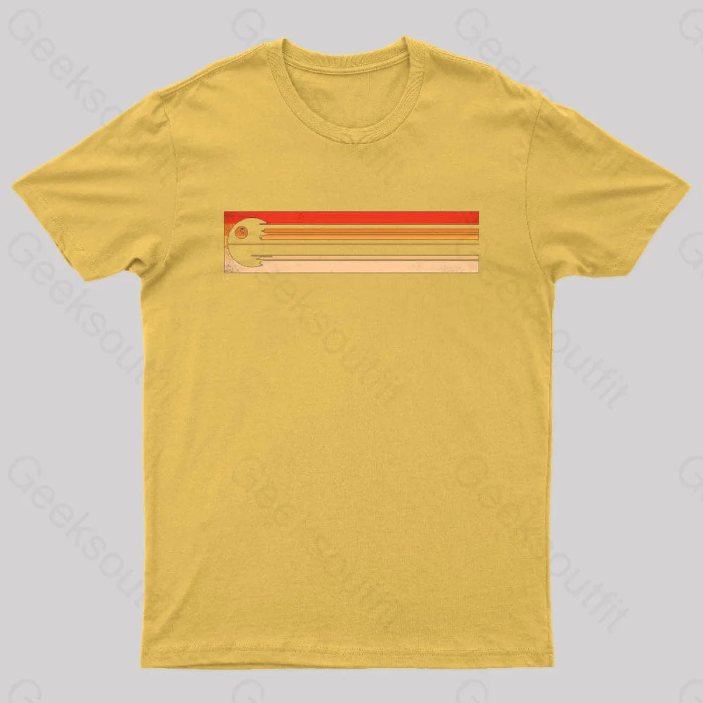Retro Death Star Nerd T-Shirt Yellow / S