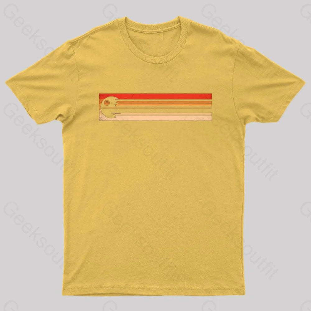 Retro Death Star Nerd T-Shirt Yellow / S