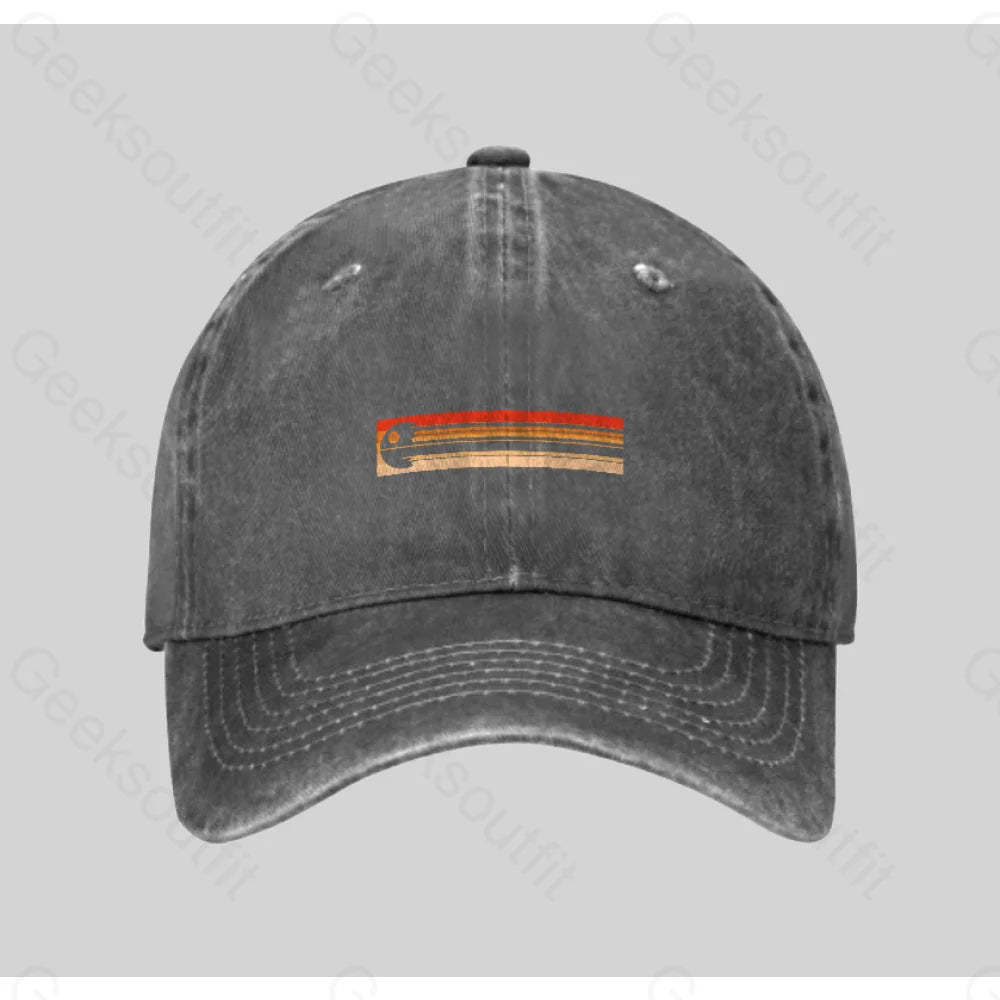 Retro Death Star Washed Vintage Baseball Cap Grey
