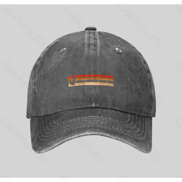 Retro Death Star Washed Vintage Baseball Cap Grey