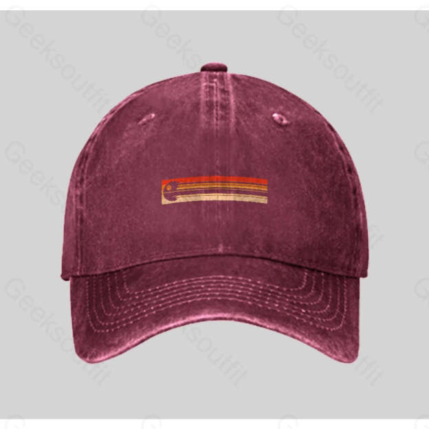 Retro Death Star Washed Vintage Baseball Cap Red