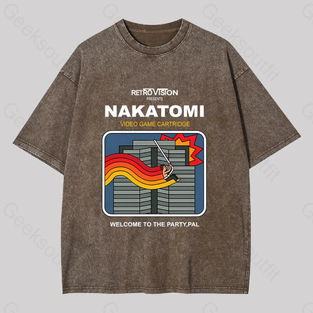 Retro Nakatomi Game Washed T-Shirt Coffee / S