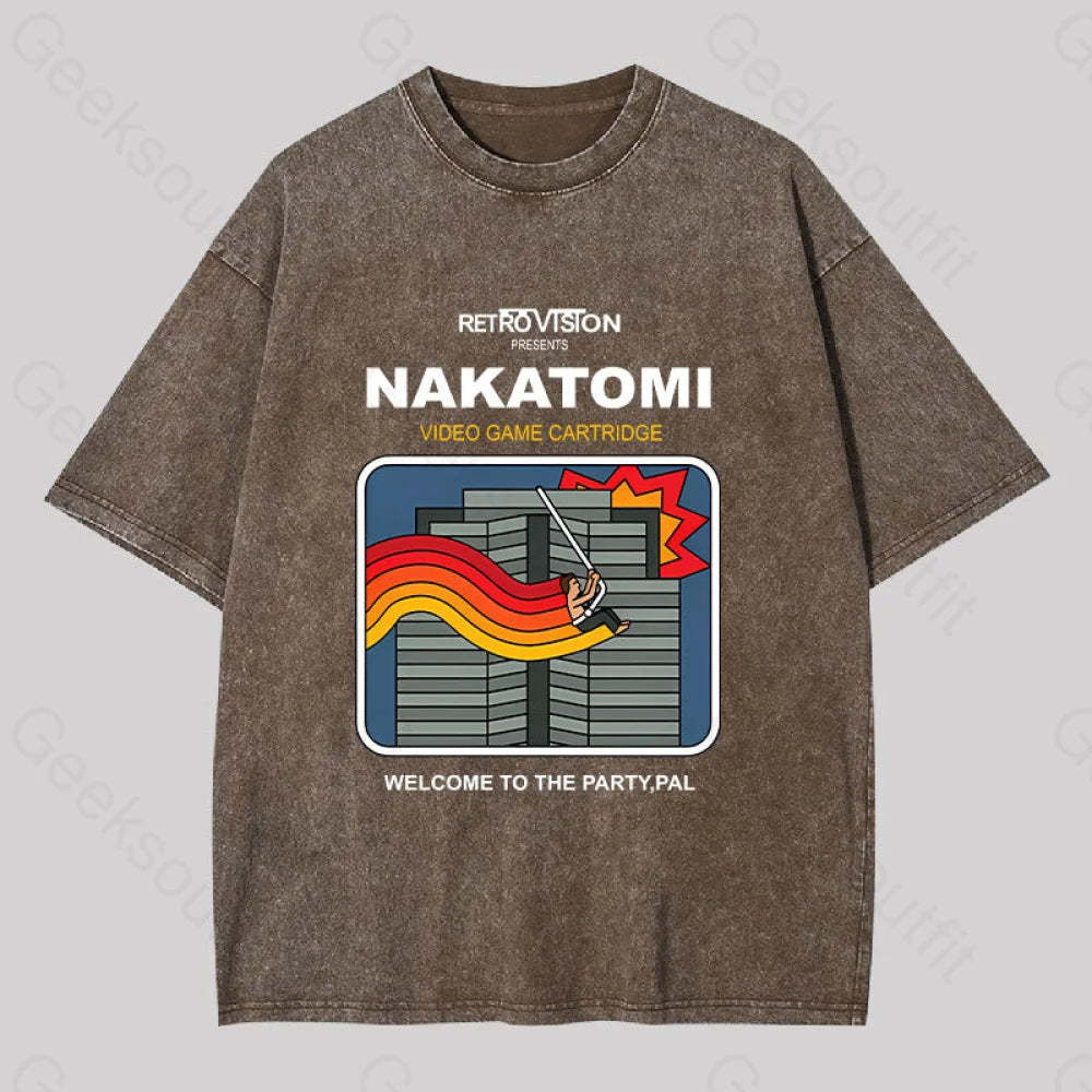 Retro Nakatomi Game Washed T-Shirt Coffee / S