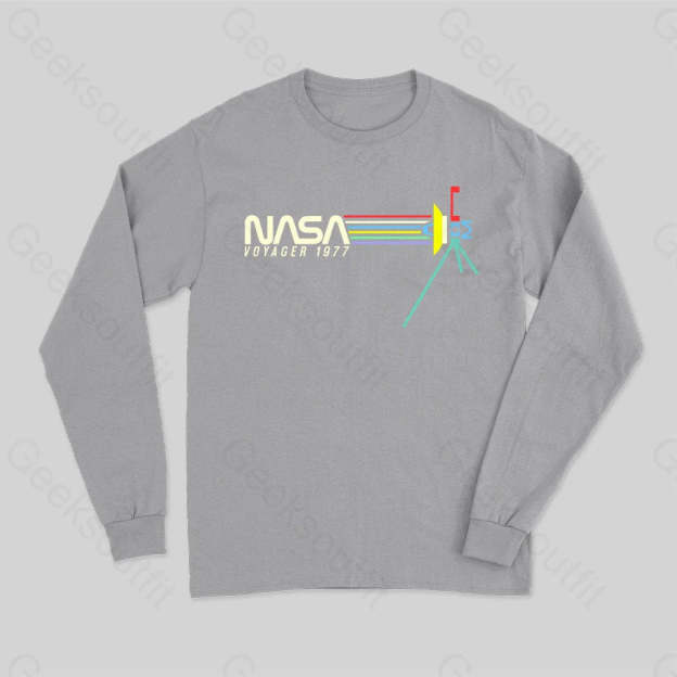 Retro Nasa Voyager Spacecraft Long Sleeve T-Shirt Grey / S