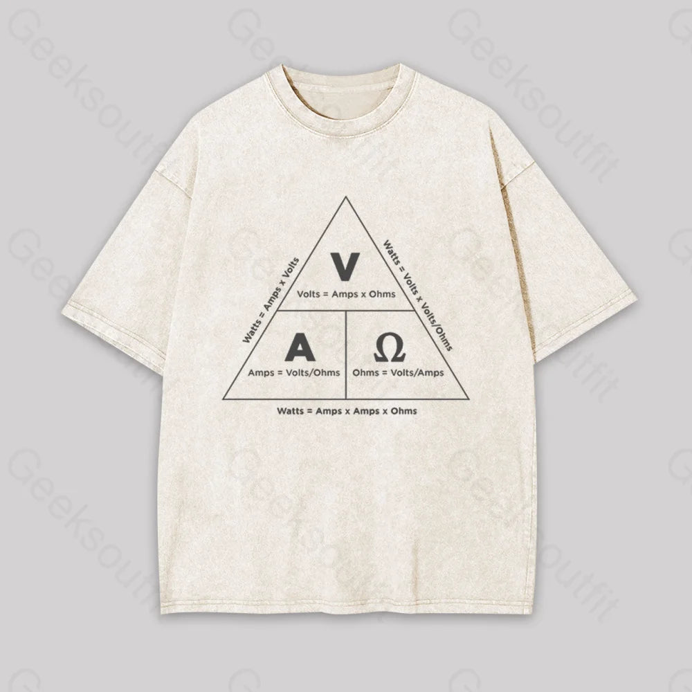Retro Ohm?��s Law Geek Washed T-Shirt Apricot / S