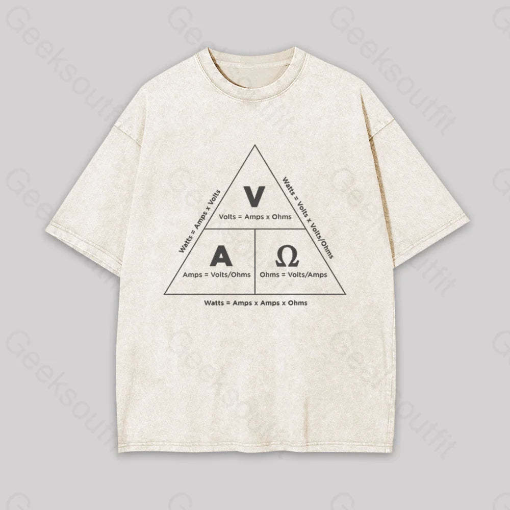 Retro Ohm?��s Law Geek Washed T-Shirt Apricot / S