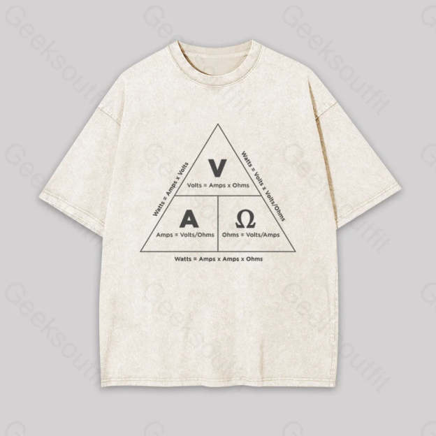 Retro Ohm?��s Law Geek Washed T-Shirt Apricot / S