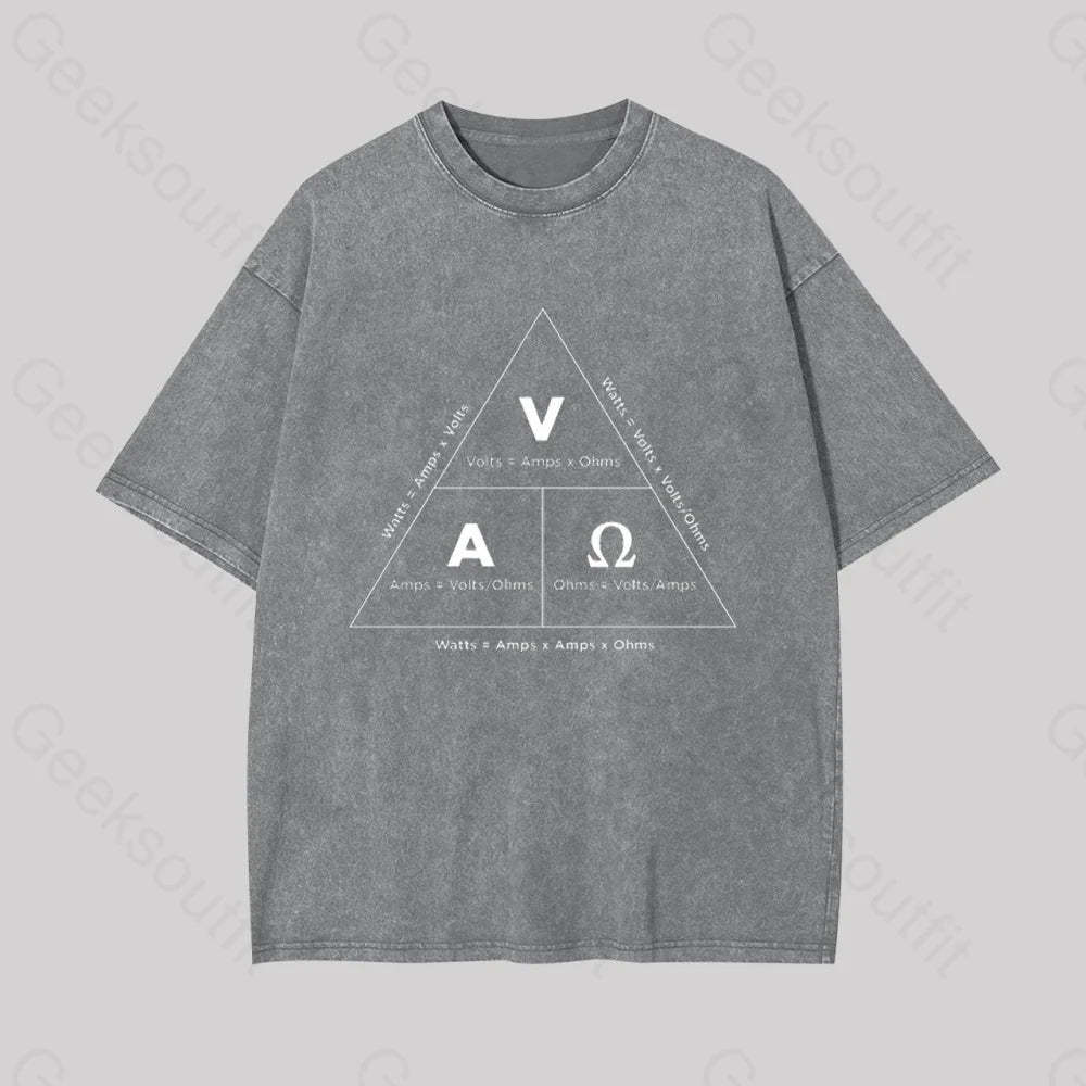 Retro Ohm?��s Law Geek Washed T-Shirt Grey / S