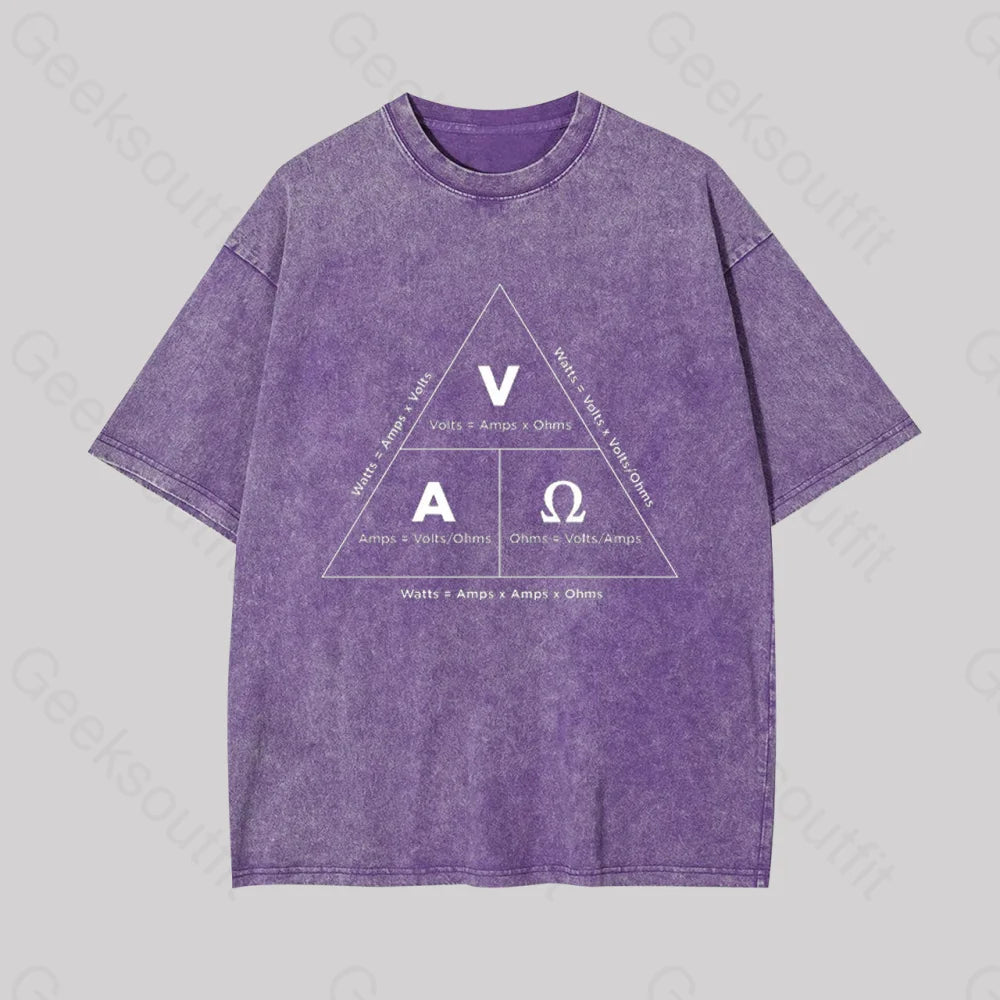 Retro Ohm?��s Law Geek Washed T-Shirt Purple / S