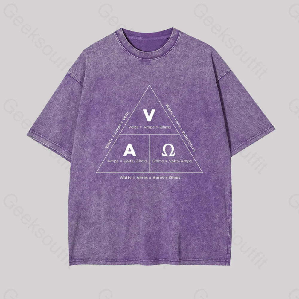 Retro Ohm?��s Law Geek Washed T-Shirt Purple / S