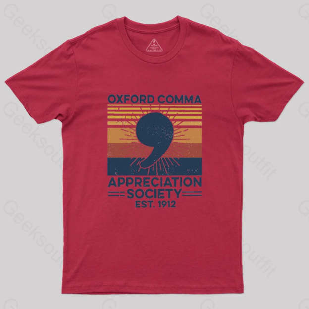 Retro Oxford Comma Appreciation Society T-Shirt Red / S