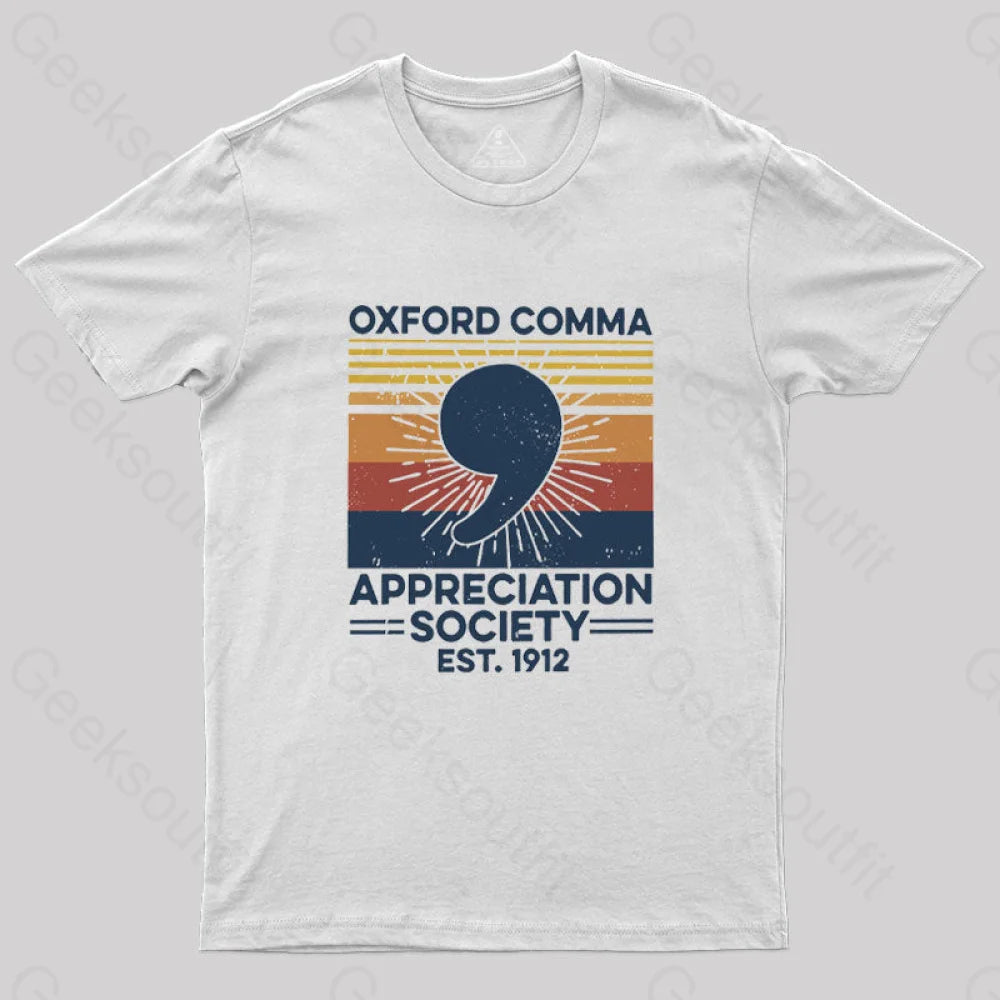 Retro Oxford Comma Appreciation Society T-Shirt White / S