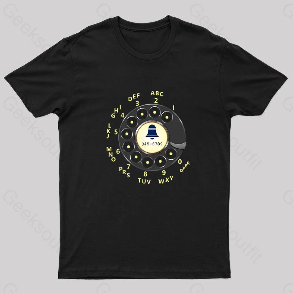 Retro Rotary Dial Nerd T-Shirt Black / S