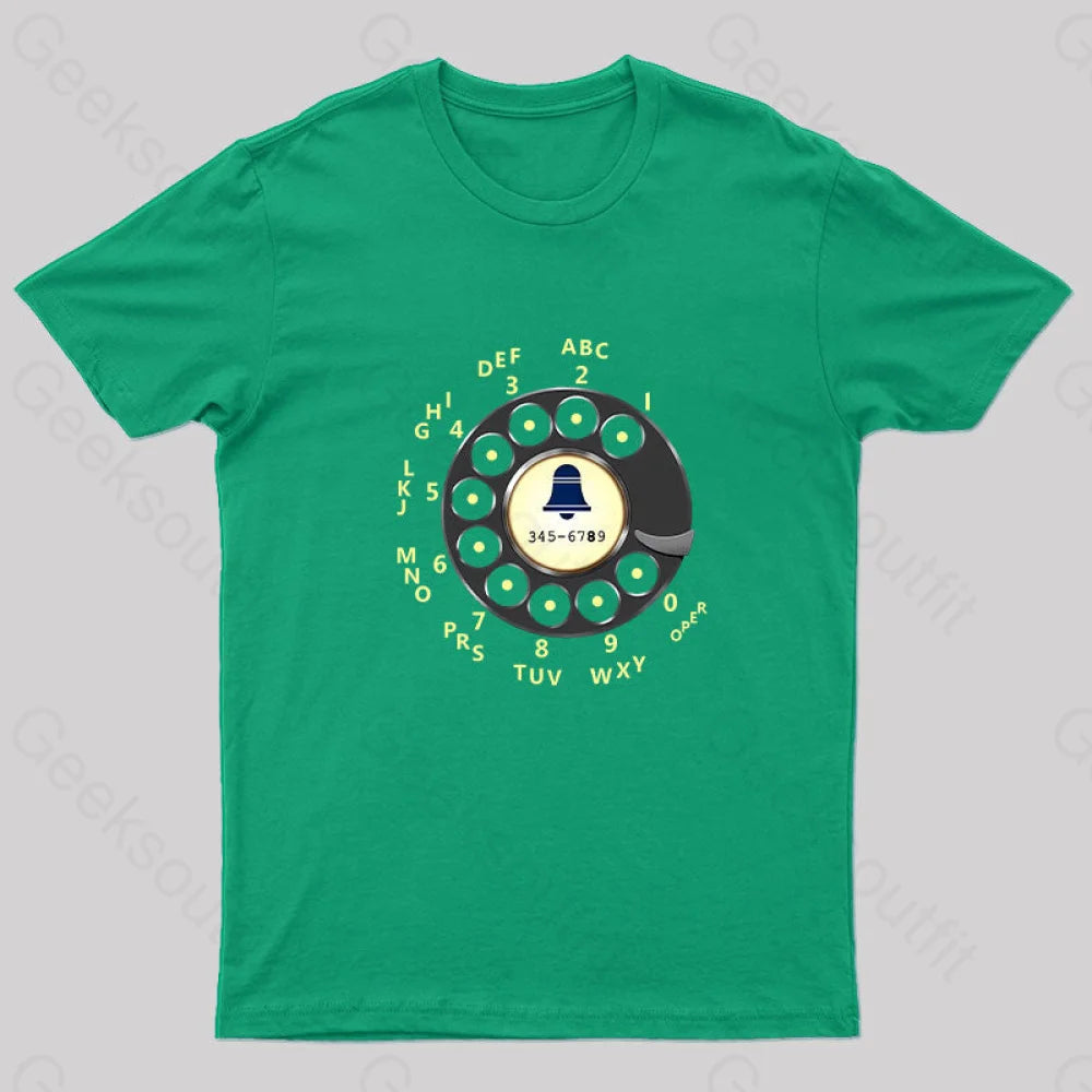 Retro Rotary Dial Nerd T-Shirt Green / S