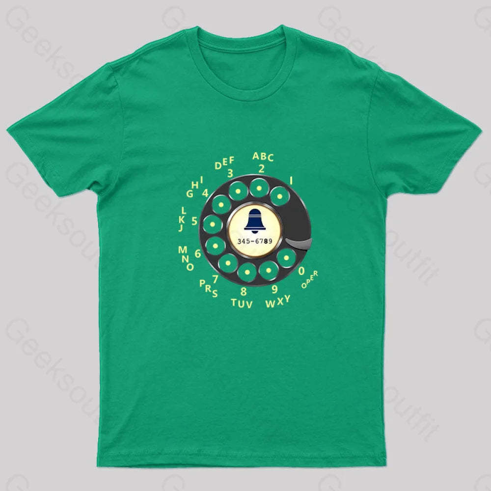 Retro Rotary Dial Nerd T-Shirt Green / S