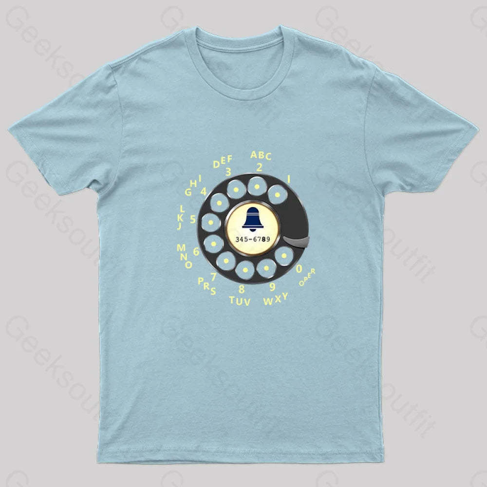 Retro Rotary Dial Nerd T-Shirt Light Blue / S