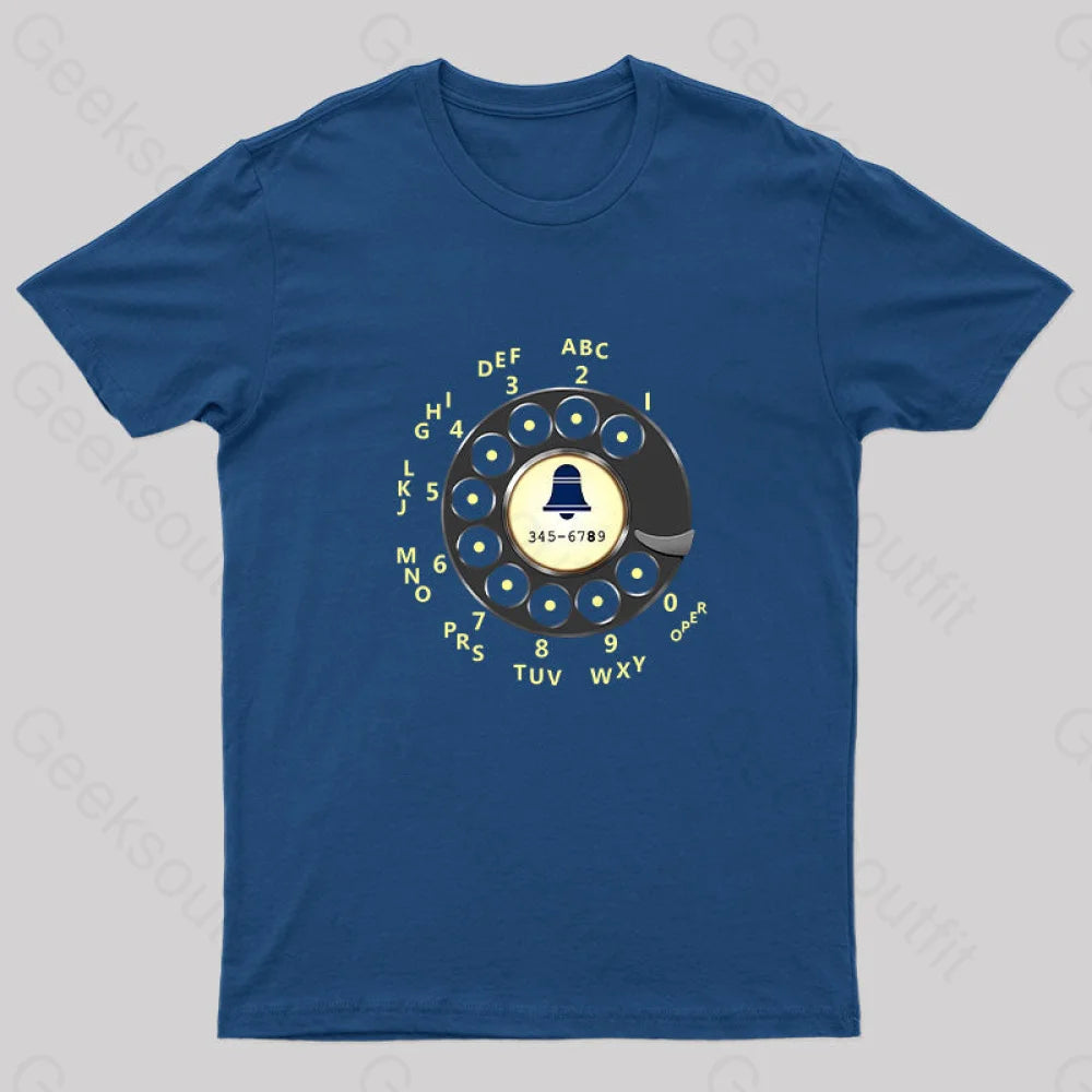 Retro Rotary Dial Nerd T-Shirt Navy / S