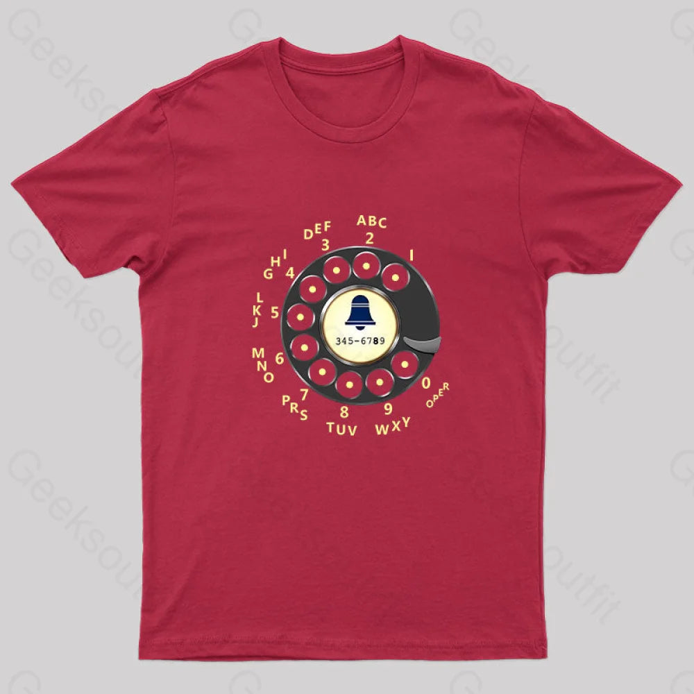 Retro Rotary Dial Nerd T-Shirt Red / S
