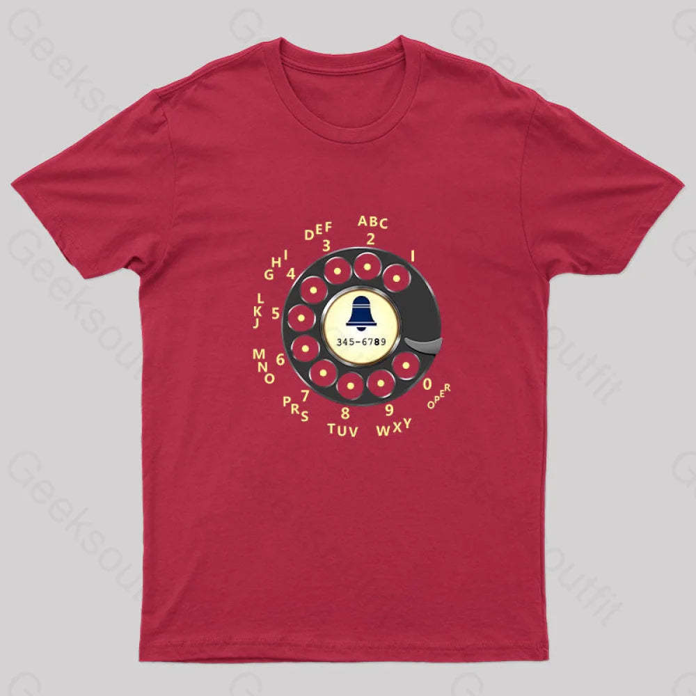 Retro Rotary Dial Nerd T-Shirt Red / S