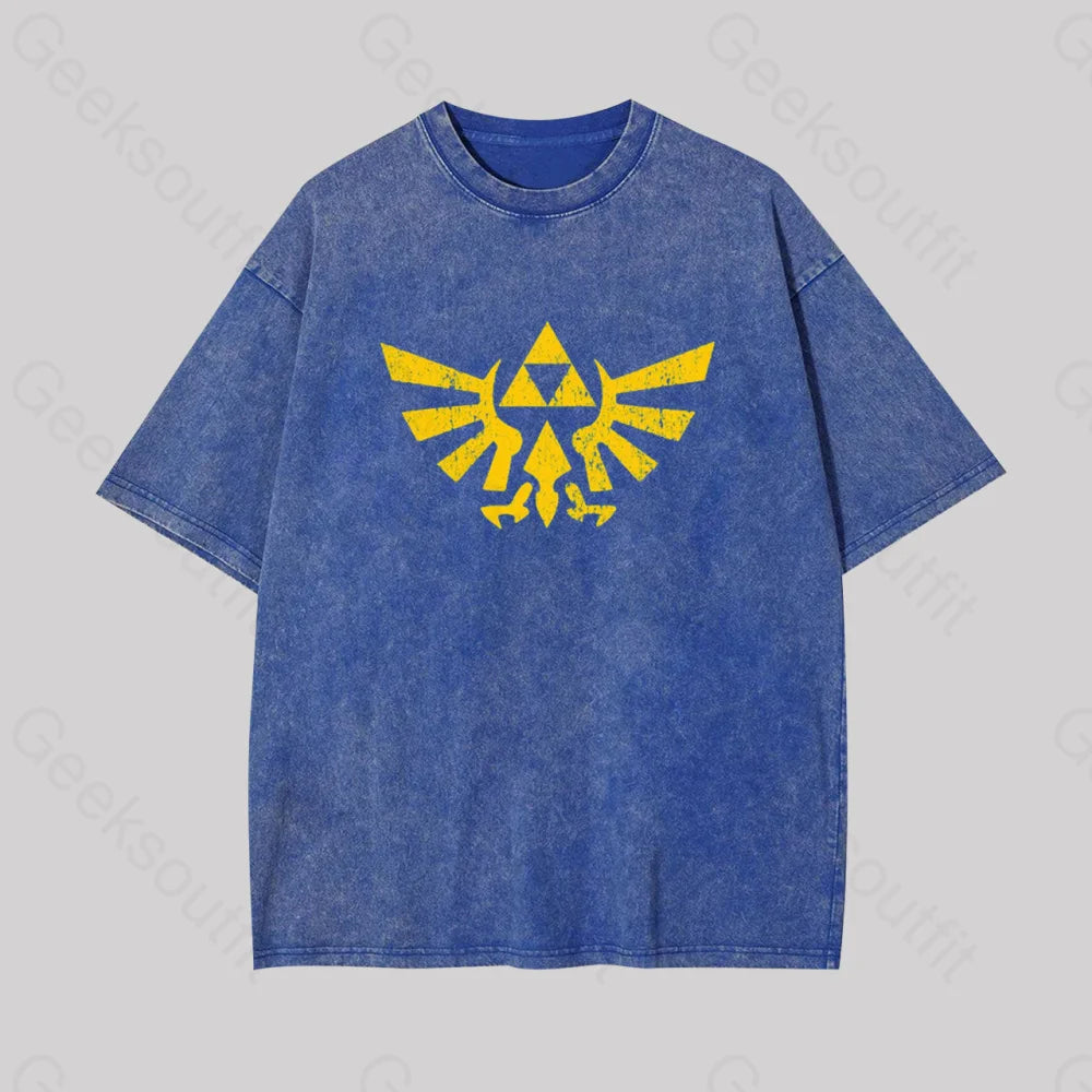 Retro Zelda Element Geek Washed T-Shirt Blue / S