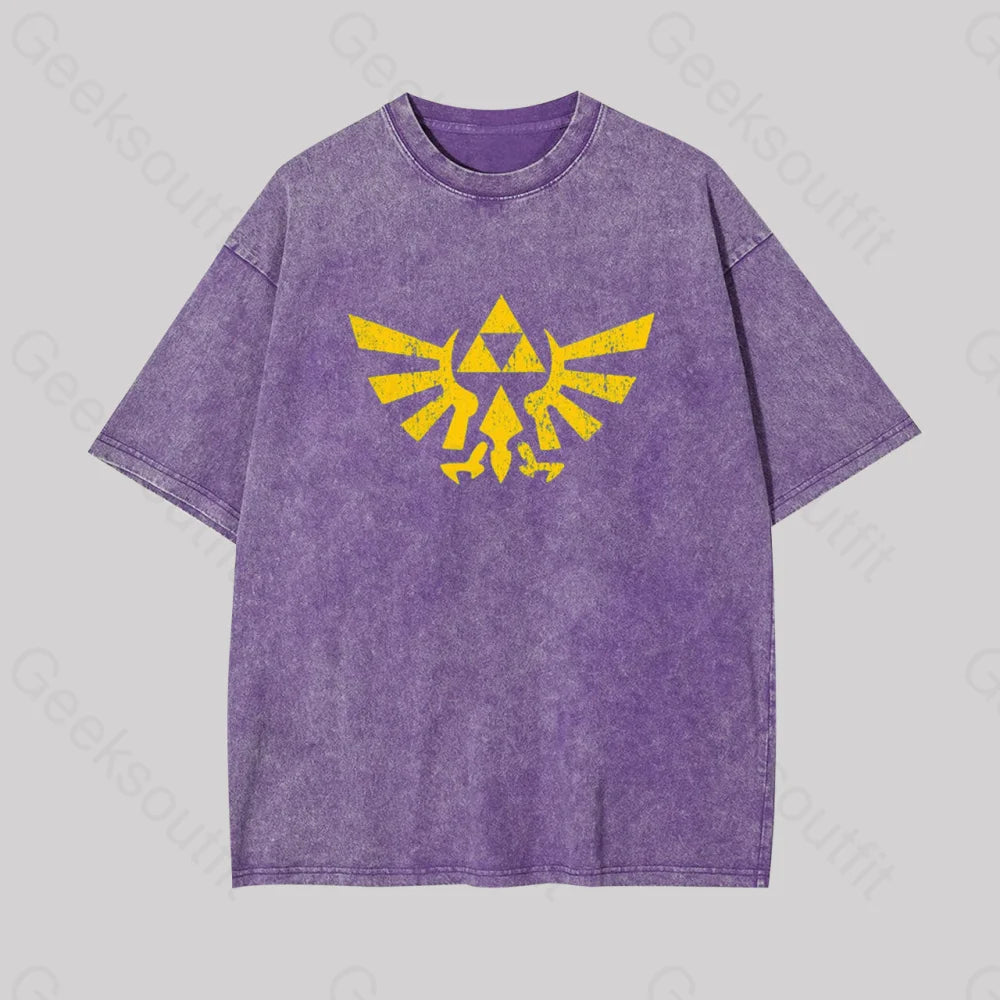Retro Zelda Element Geek Washed T-Shirt Purple / S