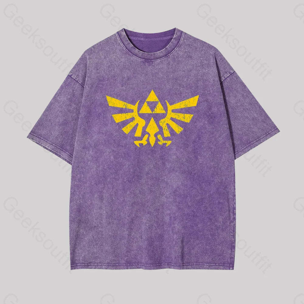 Retro Zelda Element Geek Washed T-Shirt Purple / S