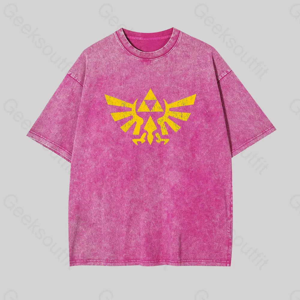 Retro Zelda Element Geek Washed T-Shirt Rose Red / S