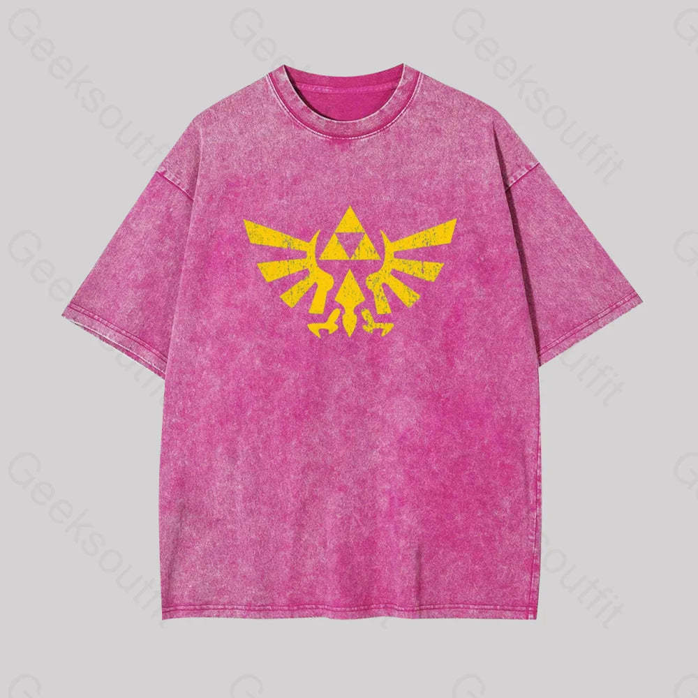 Retro Zelda Element Geek Washed T-Shirt Rose Red / S