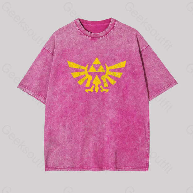 Retro Zelda Element Geek Washed T-Shirt Rose Red / S
