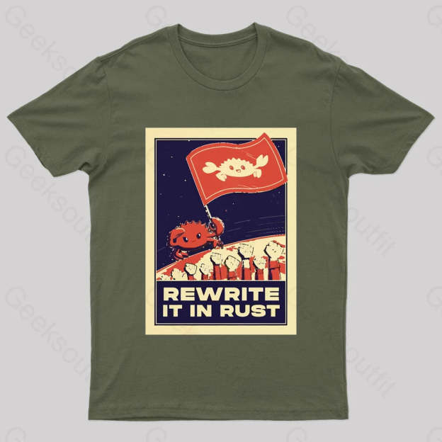 Rewrite It In Rust Nerd T-Shirt Army Green / S