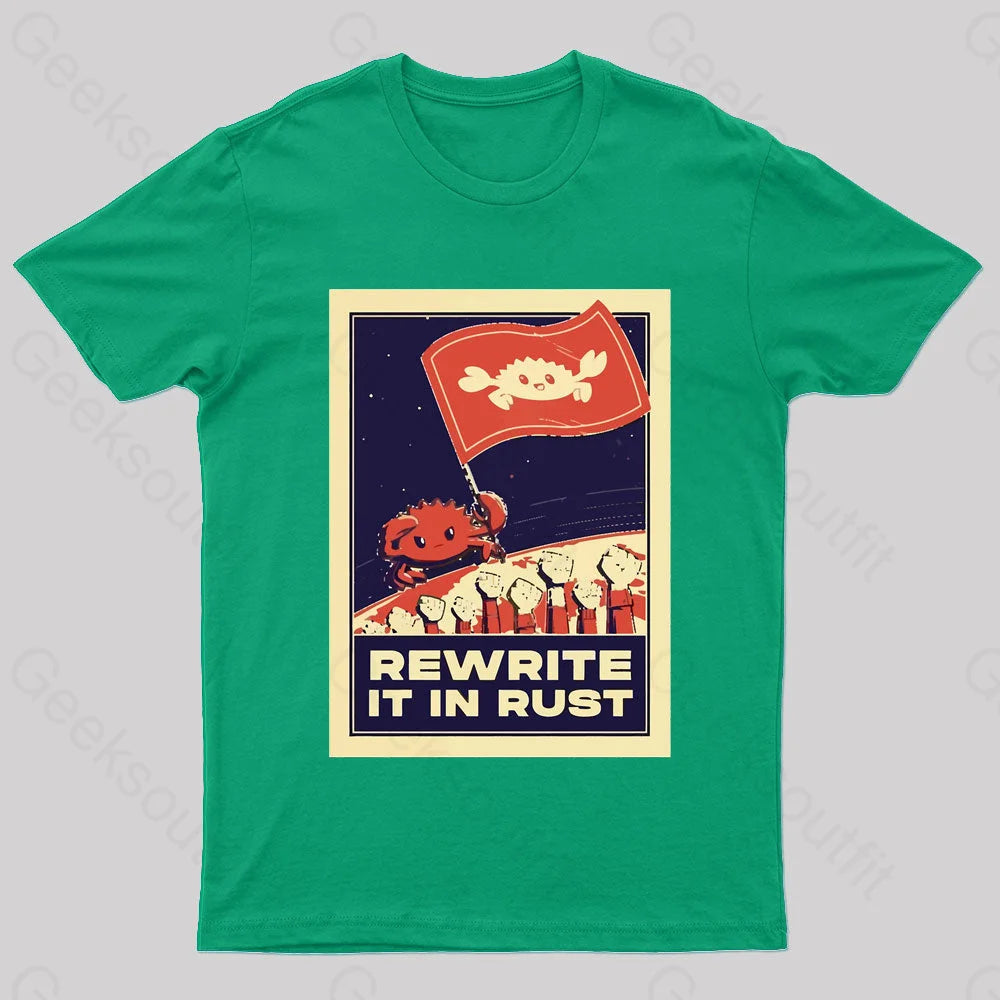 Rewrite It In Rust Nerd T-Shirt Green / S