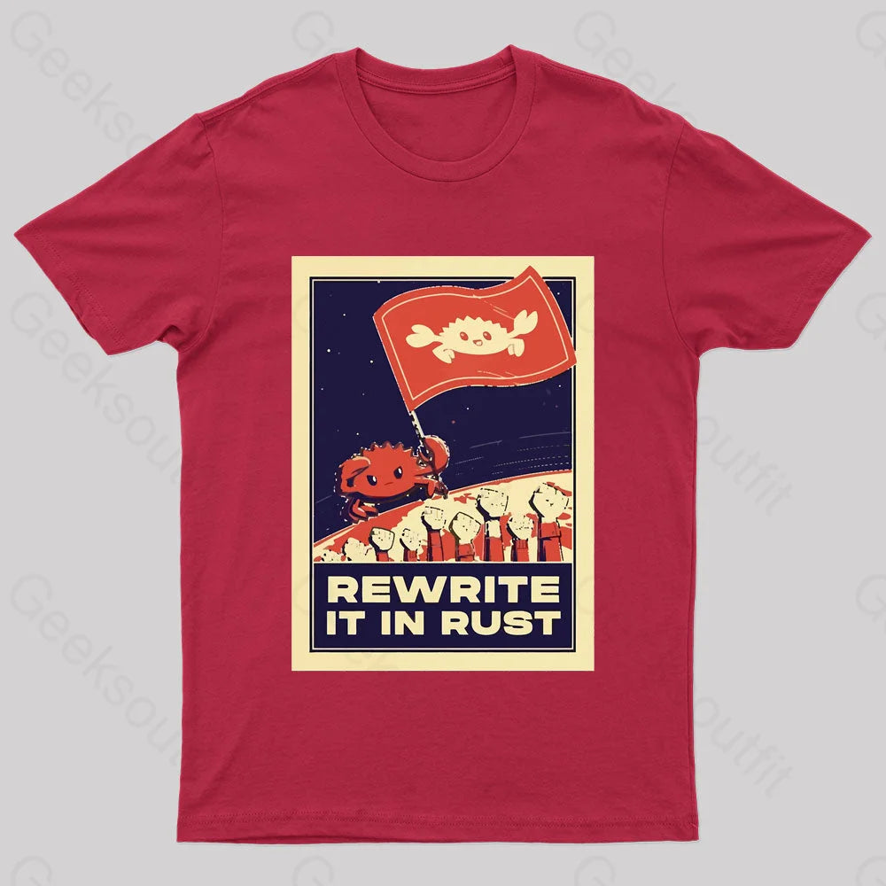 Rewrite It In Rust Nerd T-Shirt Red / S
