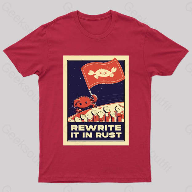 Rewrite It In Rust Nerd T-Shirt Red / S