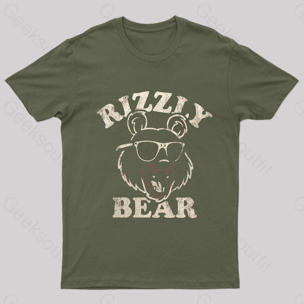 Rizzly Bear Nerd T-Shirt Army Green / S