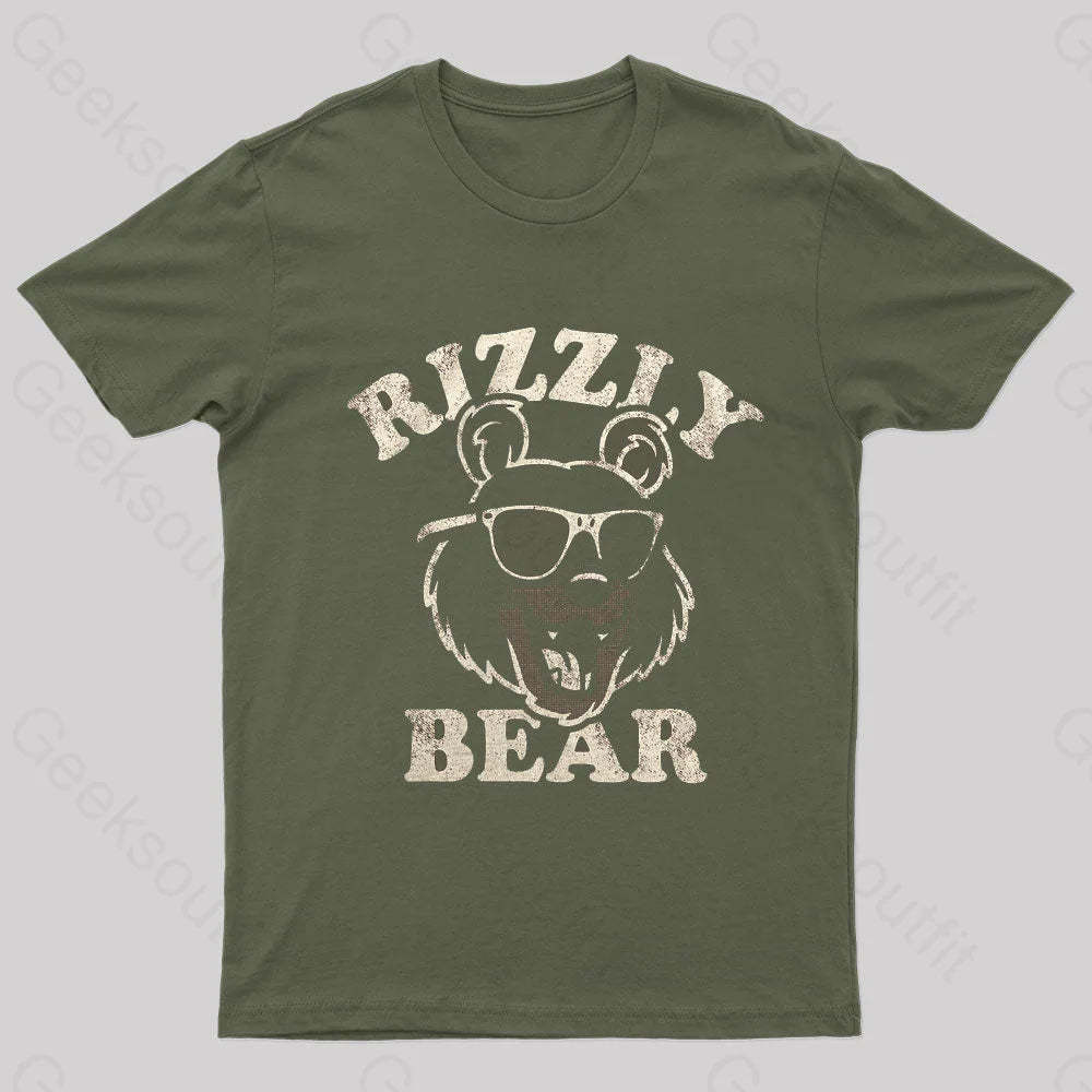 Rizzly Bear Nerd T-Shirt Army Green / S