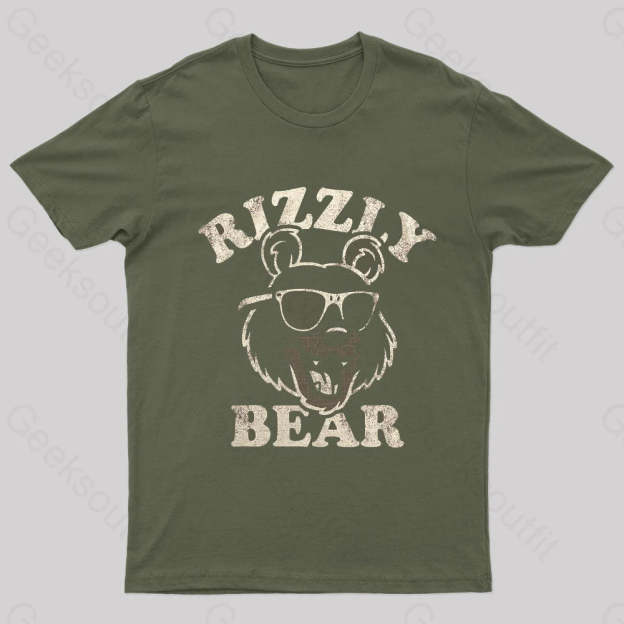 Rizzly Bear Nerd T-Shirt Army Green / S