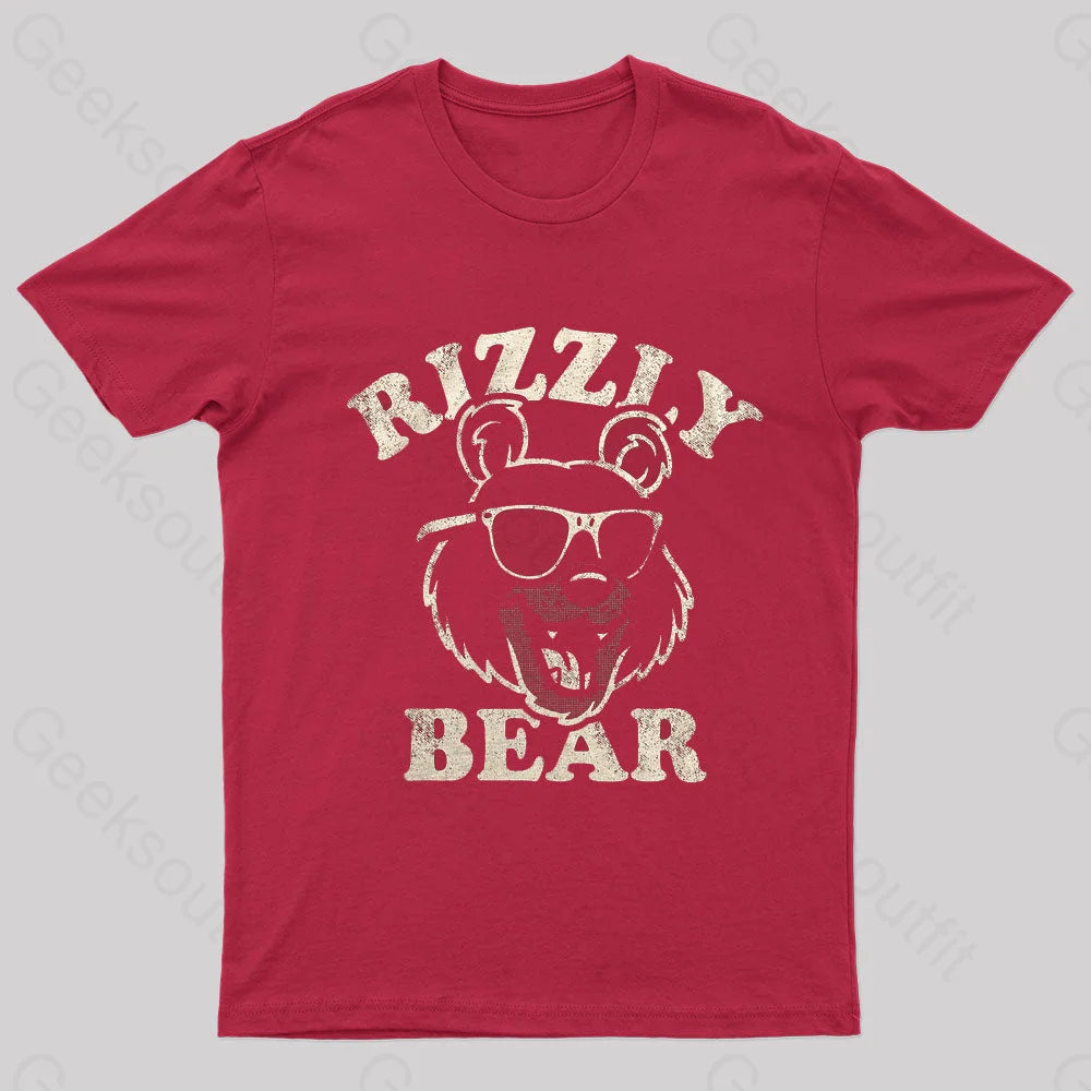 Rizzly Bear Nerd T-Shirt Red / S
