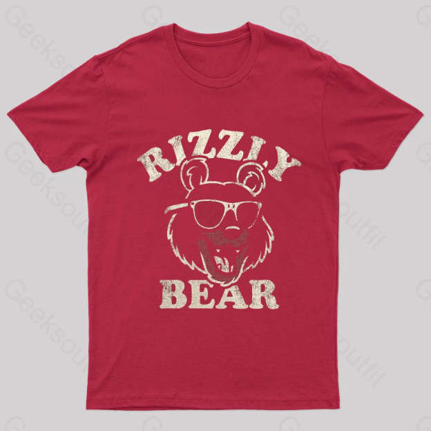 Rizzly Bear Nerd T-Shirt Red / S