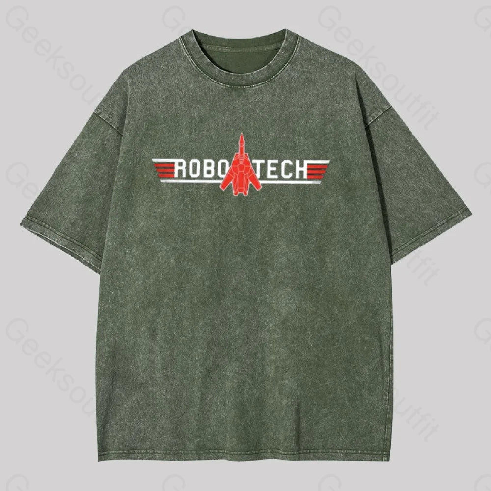 Robo Tech Geek Washed T-Shirt Armygreen / S